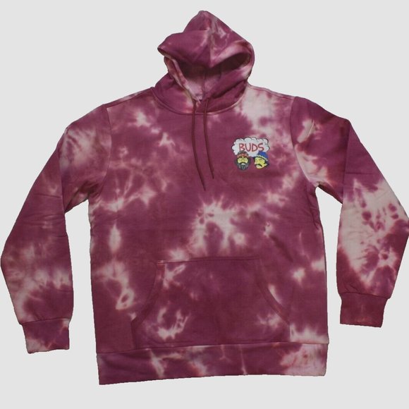Cheech & Chong Other - Cheech & Chong Mens Buds Graphic Red Wash Tie Dye Hoodie New